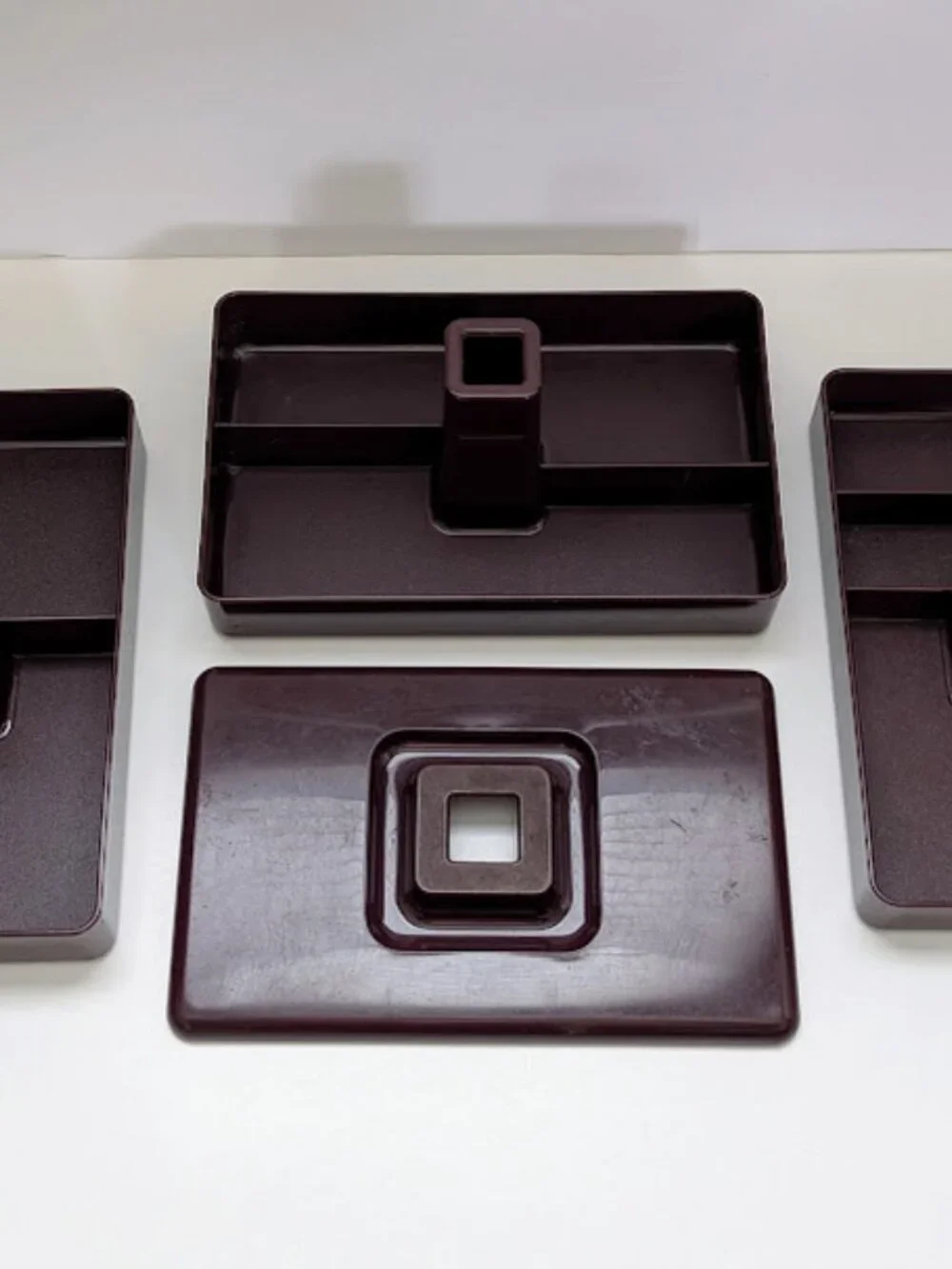 Vintage Tupperware Brown 3 Tier Stackable Jewelry Craft Organizer Box